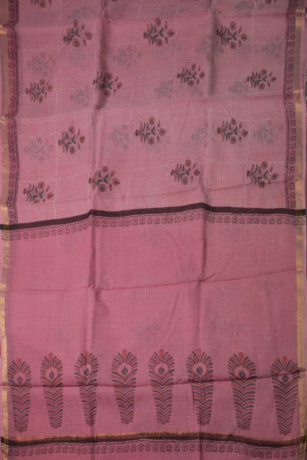Block Printed Cotton Saree - Matkatus 