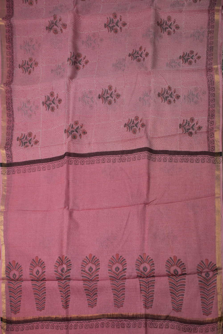 Block Printed Cotton Saree - Matkatus 