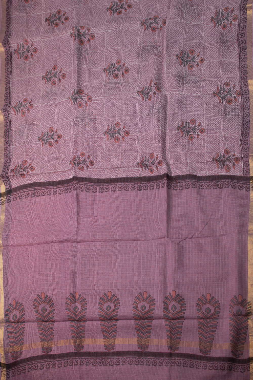 Block Printed Cotton Saree - Matkatus 