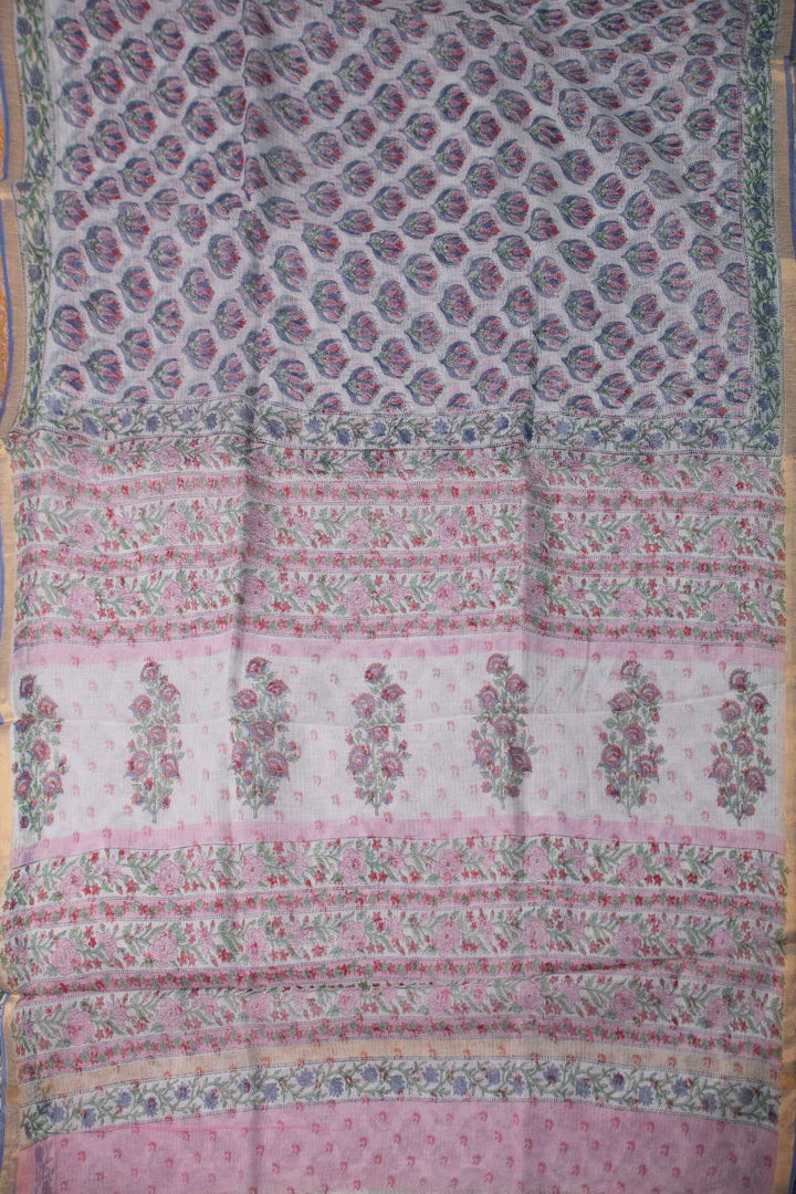 Block Printed Cotton Saree - Matkatus 