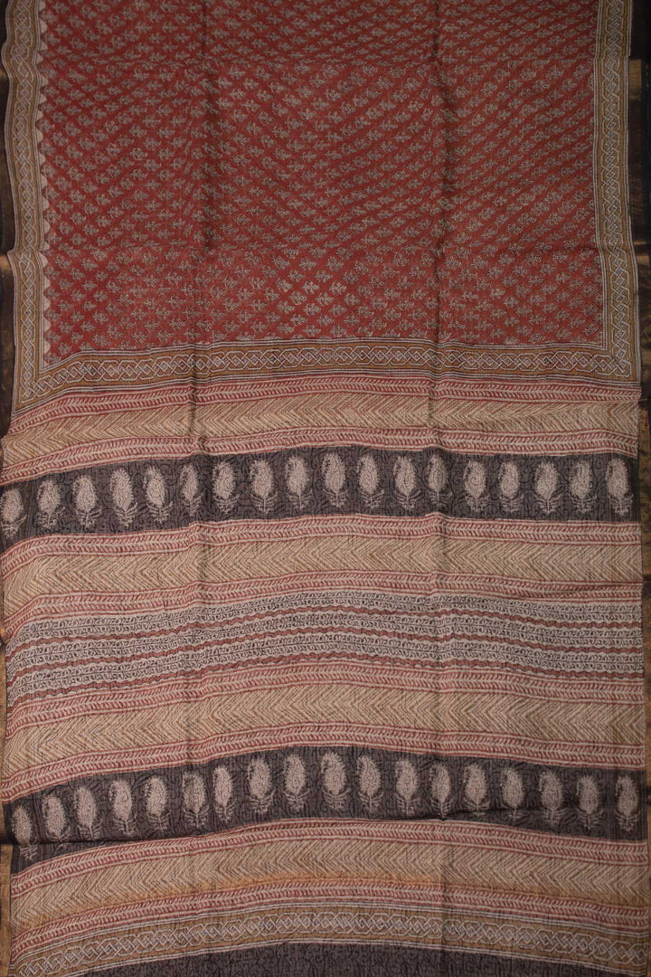 Block Printed Cotton Saree - Matkatus 