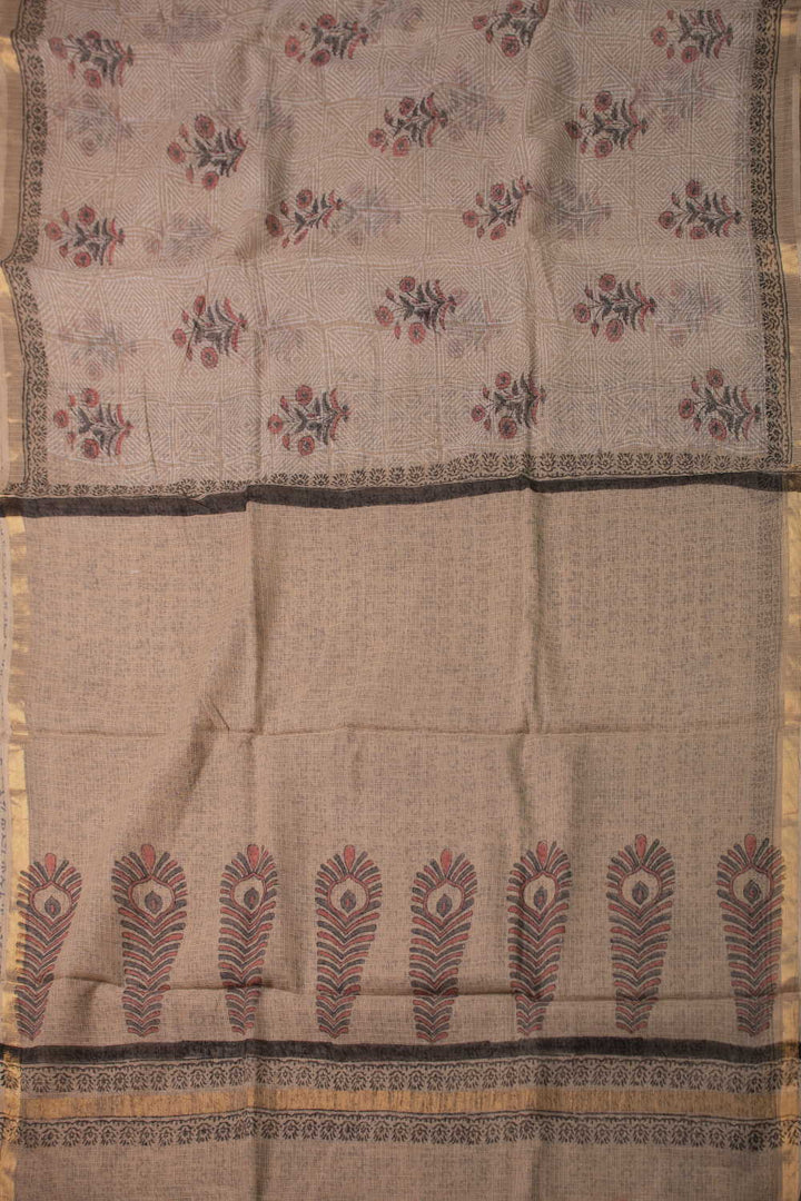 Block Printed Cotton Saree - Matkatus 