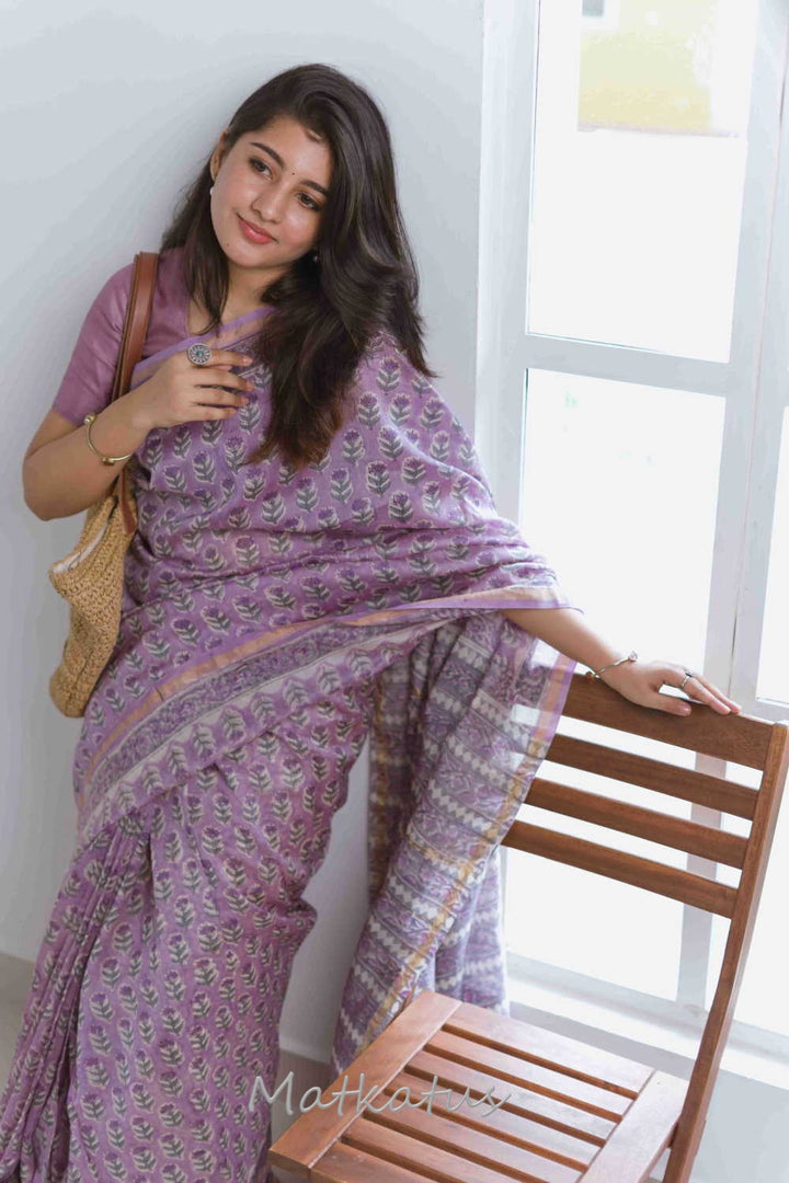 Block Printed Saree-Matkatus 