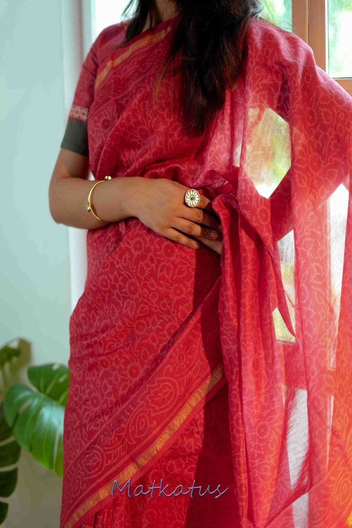 Block Printed Saree-Matkatus 