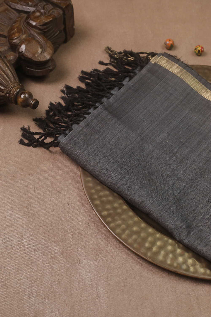 Slate Grey Maheshwari Mercerised Cotton Dupatta