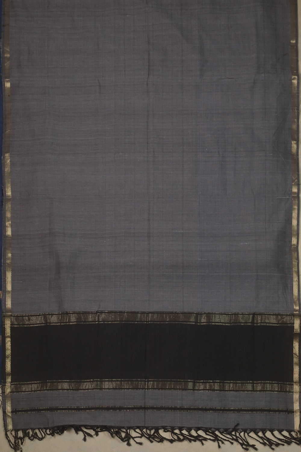 Slate Grey Maheshwari Mercerised Cotton Dupatta