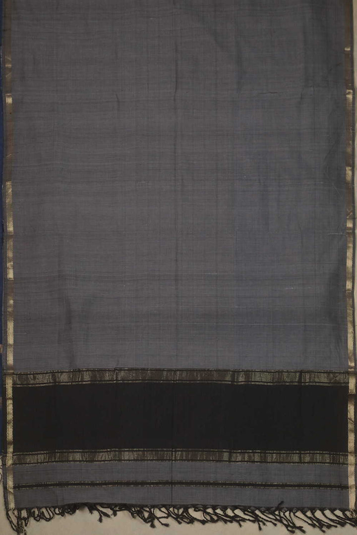 Slate Grey Maheshwari Mercerised Cotton Dupatta