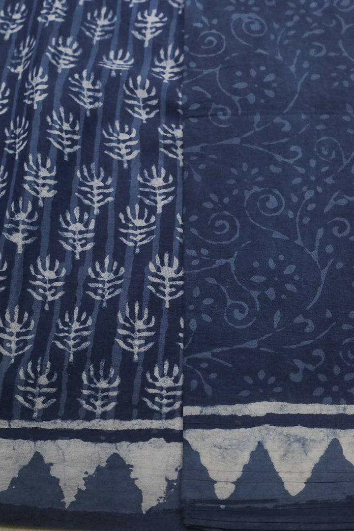 Block Printed Cotton Saree - Matkatus 