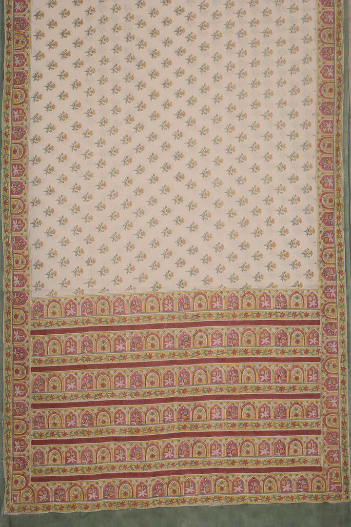 Block Printed Cotton Saree - Matkatus 