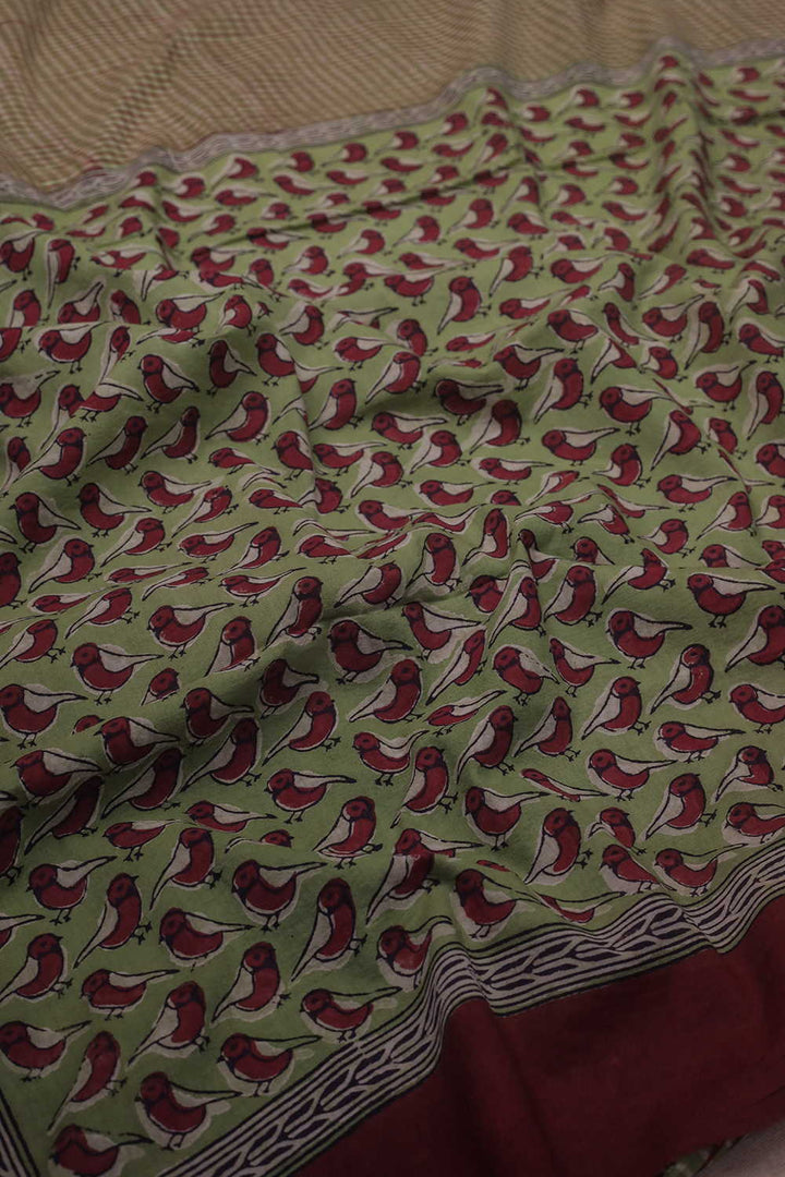 Block Printed Cotton Saree - Matkatus 