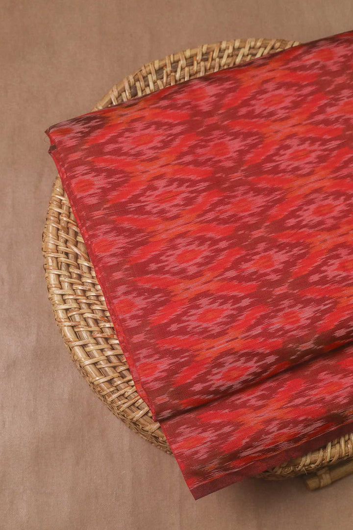Shade of Maroon Ikat Silk Cotton Fabric