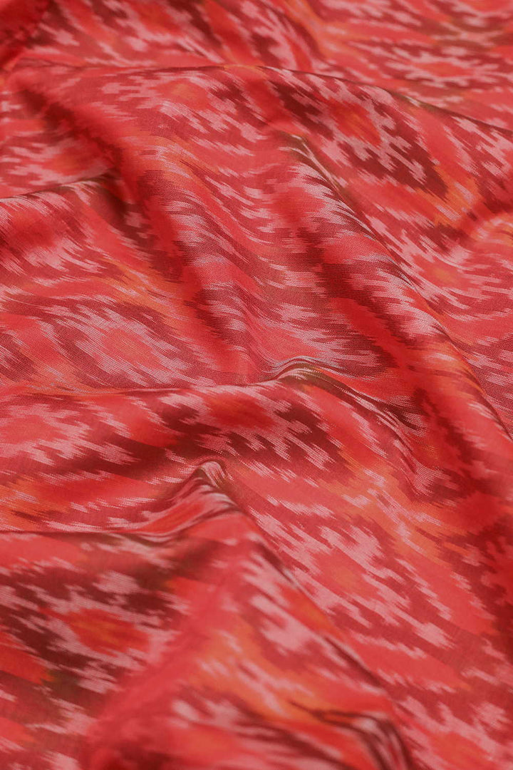 Shade of Maroon Ikat Silk Cotton Fabric