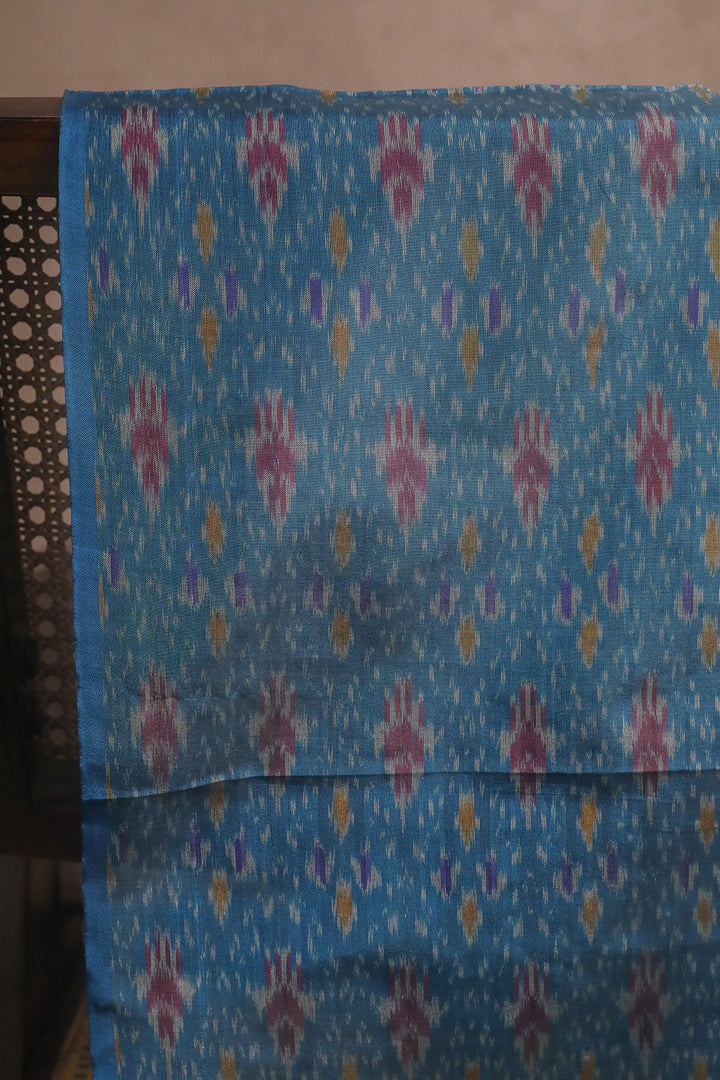 Blue - Ikat Silk Cotton Fabric