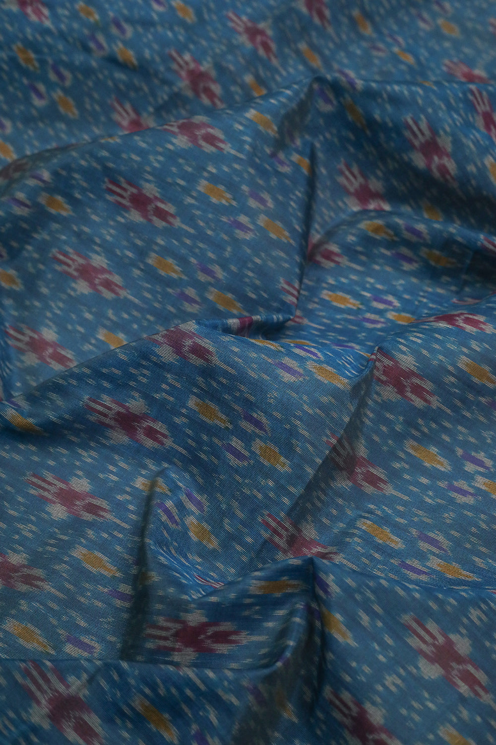 Blue - Ikat Silk Cotton Fabric