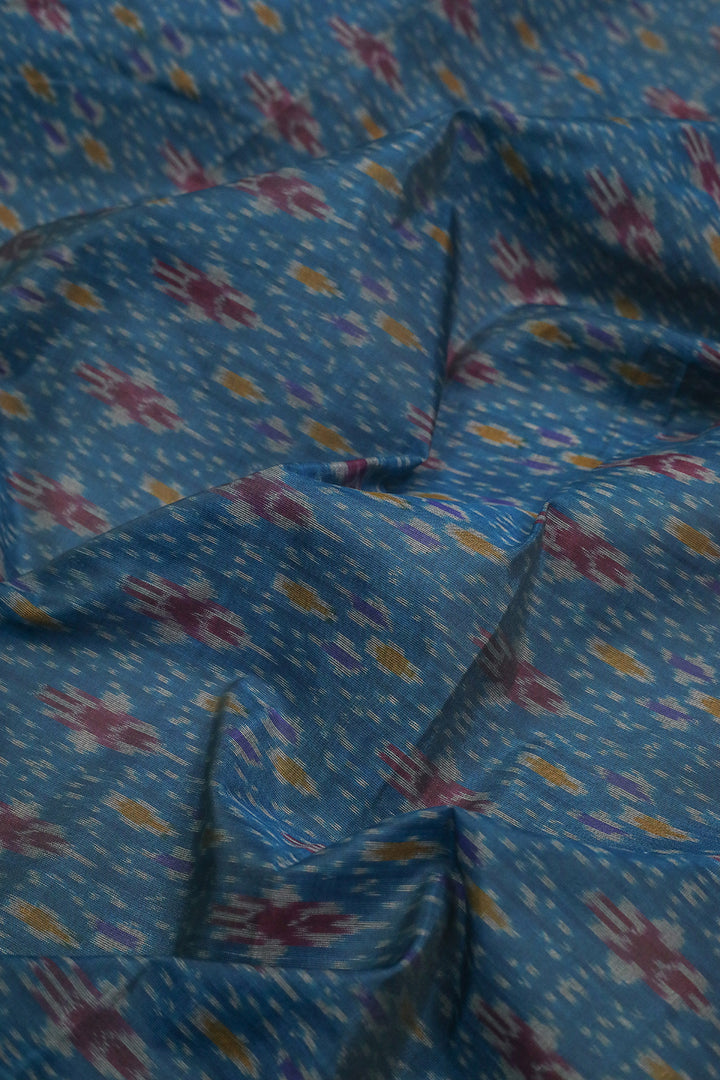 Blue - Ikat Silk Cotton Fabric