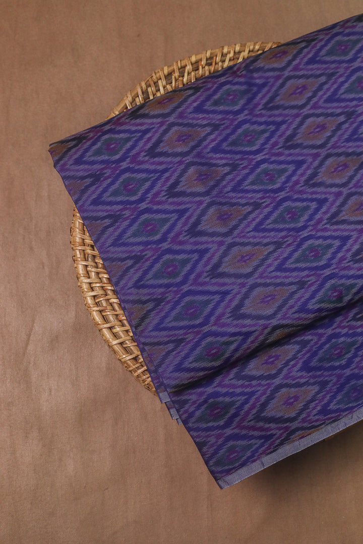 Diagonal Motifs - Violet Ikat Silk Cotton Fabric