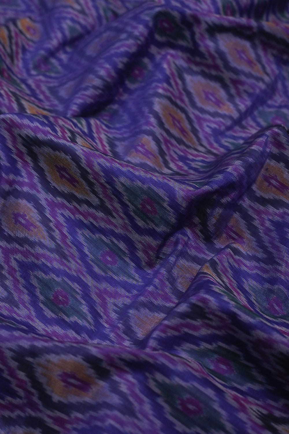 Diagonal Motifs - Violet Ikat Silk Cotton Fabric