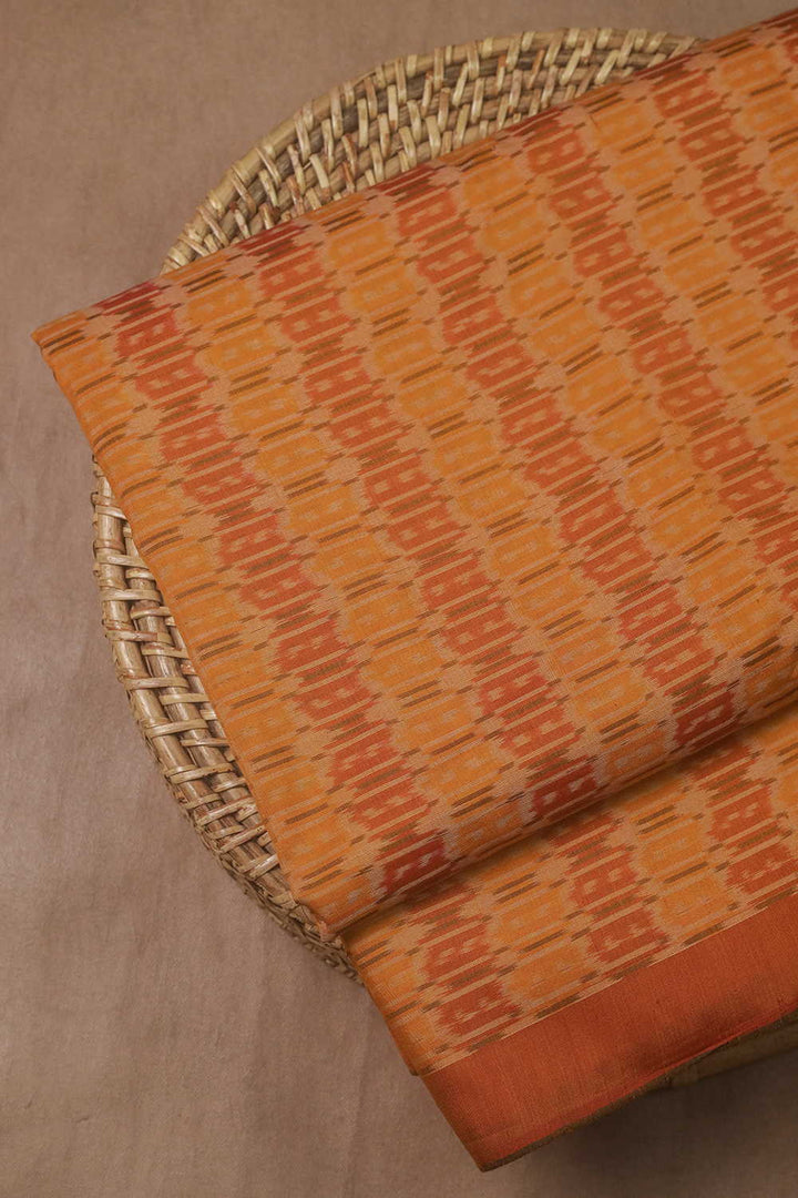 Yellow Shaded Ikat Silk Cotton Fabric