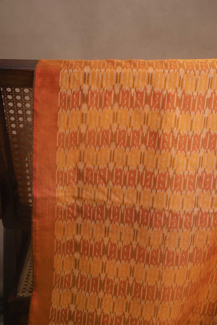 Yellow Shaded Ikat Silk Cotton Fabric