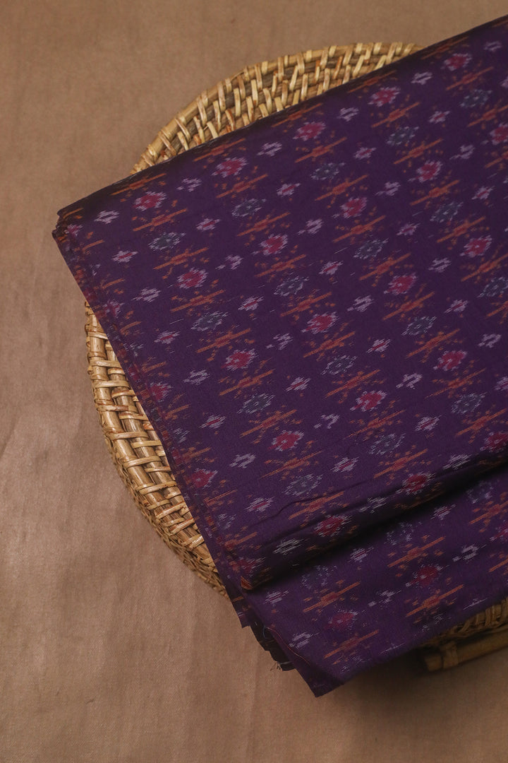 Deep Purple Ikat Silk Cotton Fabric