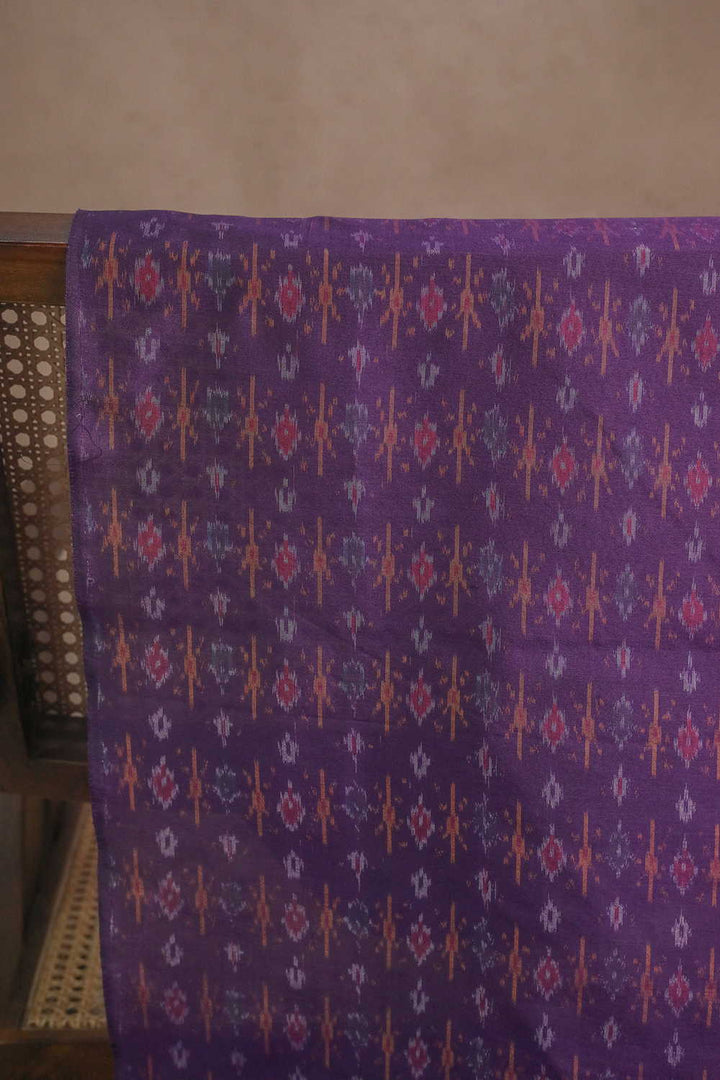 Deep Purple Ikat Silk Cotton Fabric