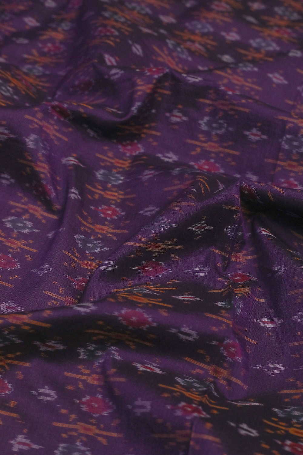 Deep Purple Ikat Silk Cotton Fabric