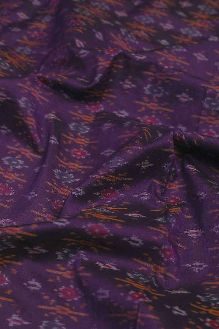 Deep Purple Ikat Silk Cotton Fabric