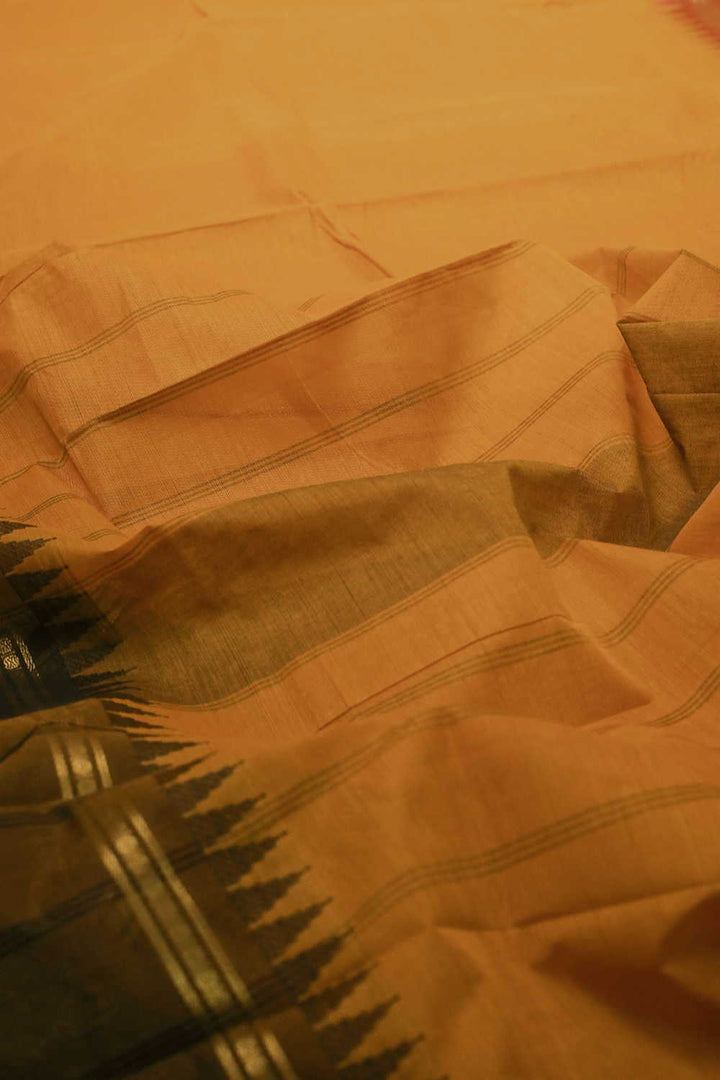 Rust Yellow Kanchipuram Cotton saree