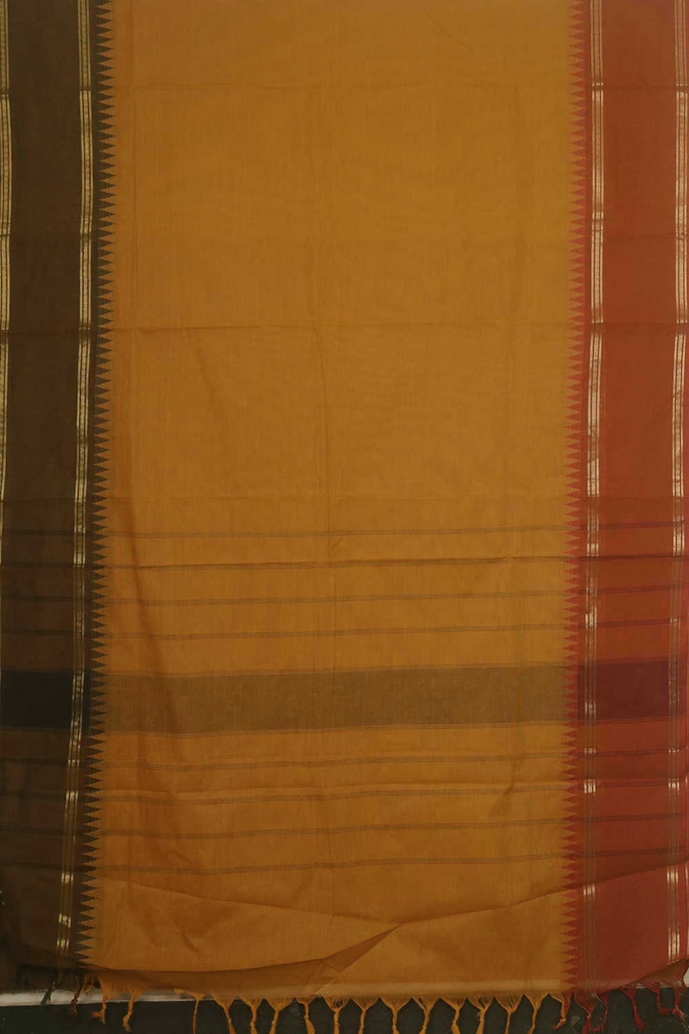 Rust Yellow Kanchipuram Cotton saree