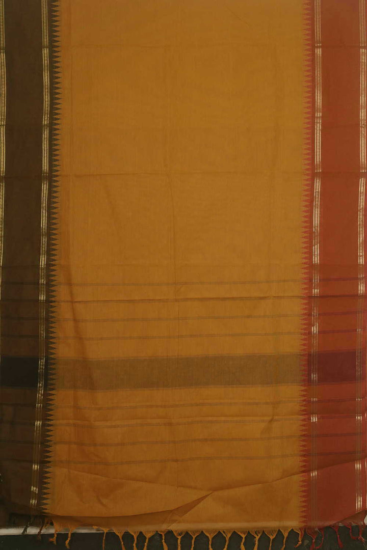 Rust Yellow Kanchipuram Cotton saree