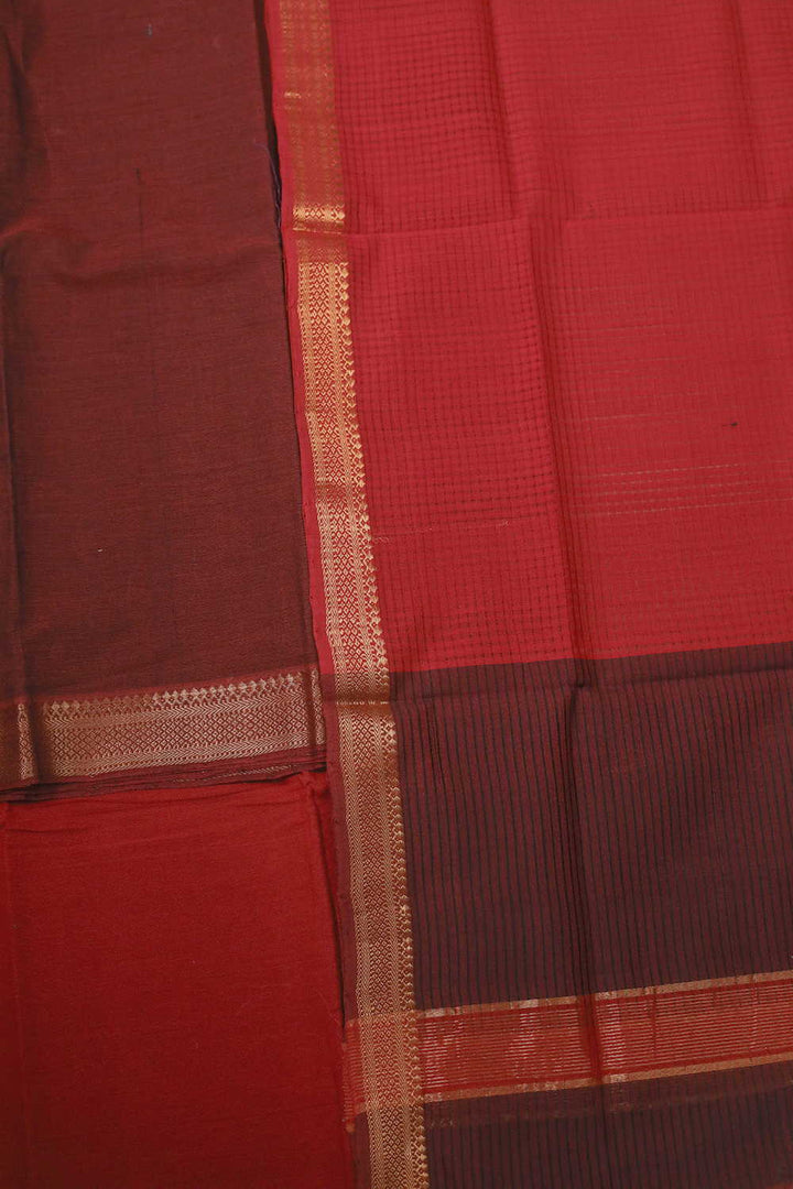 Blackish Maroon Mangalagiri Cotton Suit