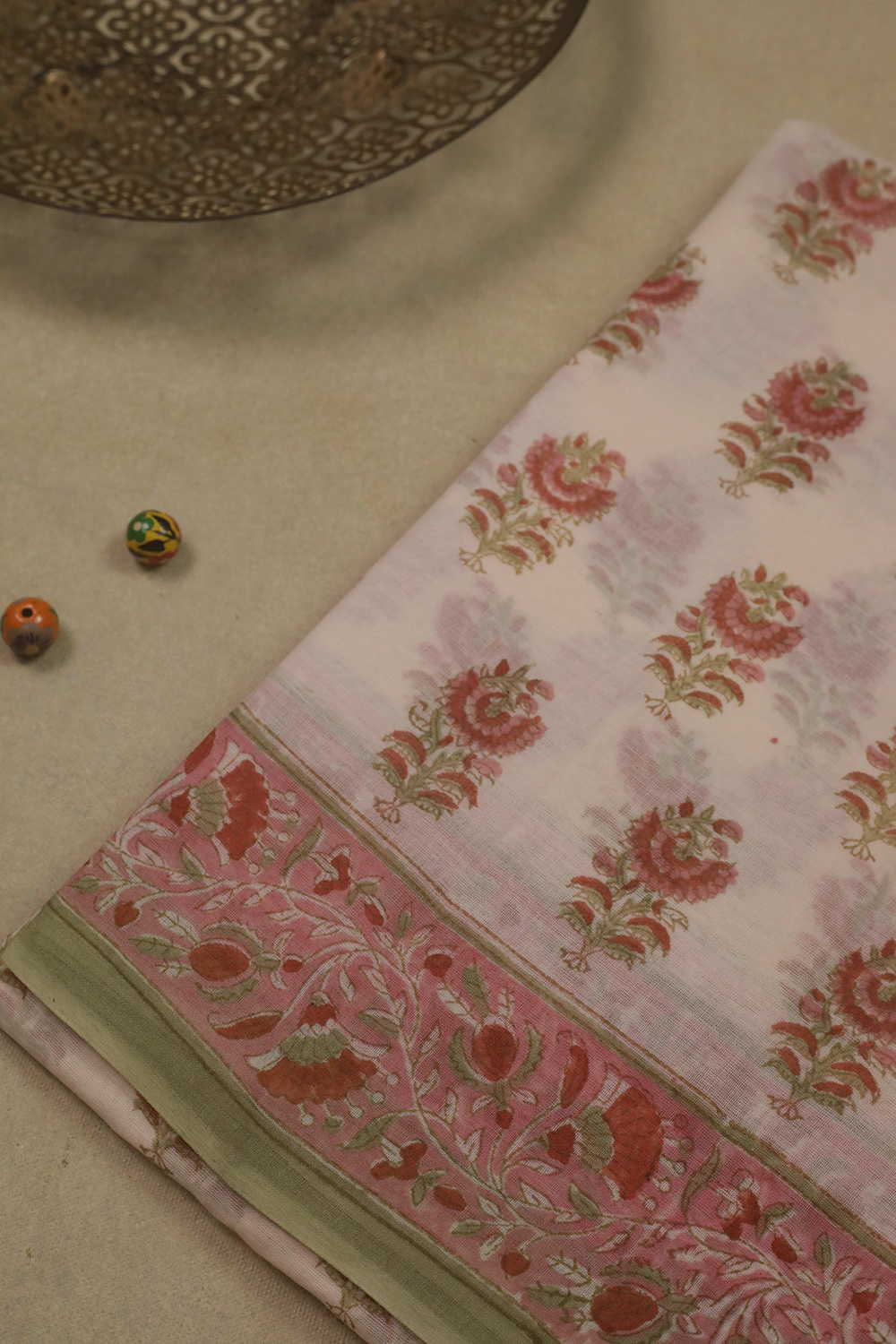 Block Printed Cotton Saree - Matkatus 