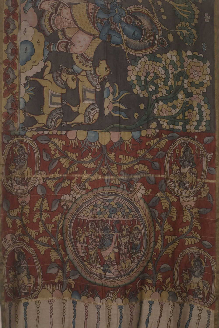 Painted Kalamkari Saree - Matkatus 