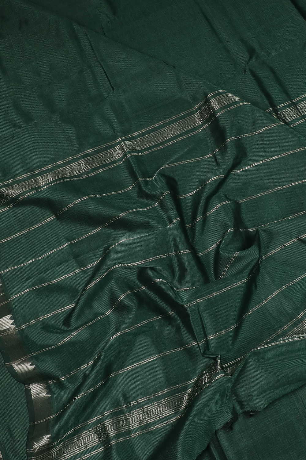 Silver Zari Border on Green Mangalagiri Silk Cotton saree