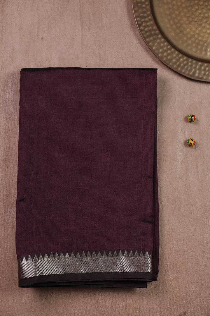 Wine Purple with Silver Zari Border Mangalagiri Silk Cotton saree