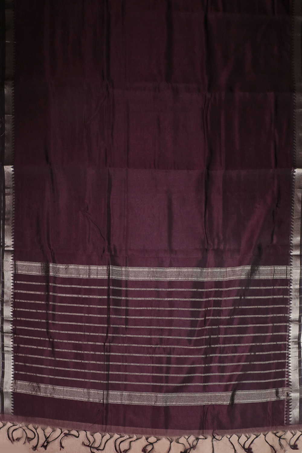 Wine Purple with Silver Zari Border Mangalagiri Silk Cotton saree