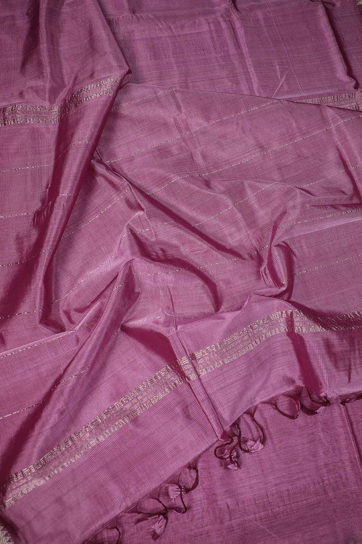 Silver Zari - Salmon Pink Mangalagiri Silk Cotton saree