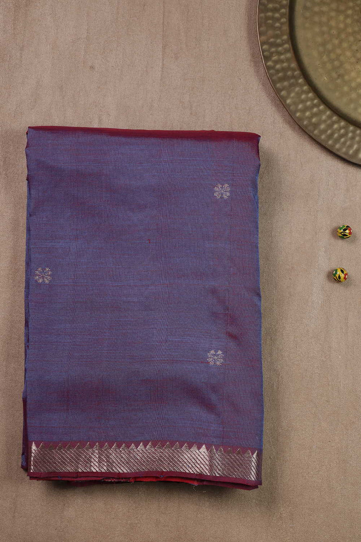 Twin Shaded Purple - Silver Butta Mangalagiri Silk Cotton saree