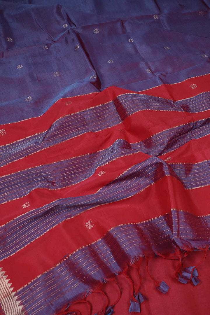 Twin Shaded Purple - Silver Butta Mangalagiri Silk Cotton saree