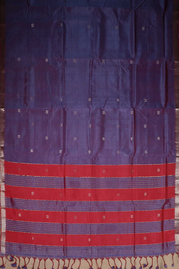 Twin Shaded Purple - Silver Butta Mangalagiri Silk Cotton saree