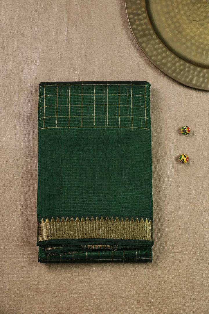 Gold Border with Zari Checks Mangalagiri Silk Cotton saree
