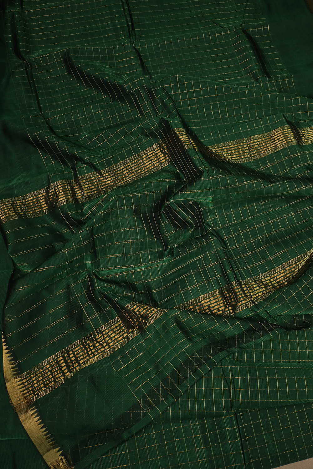 Gold Border with Zari Checks Mangalagiri Silk Cotton saree