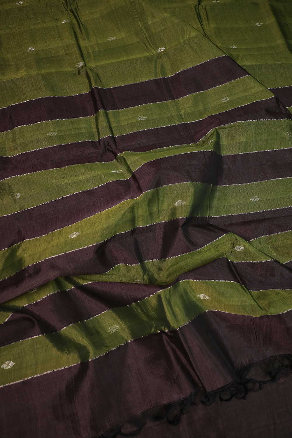 Green with Silver Butti Mangalagiri Silk Cotton saree