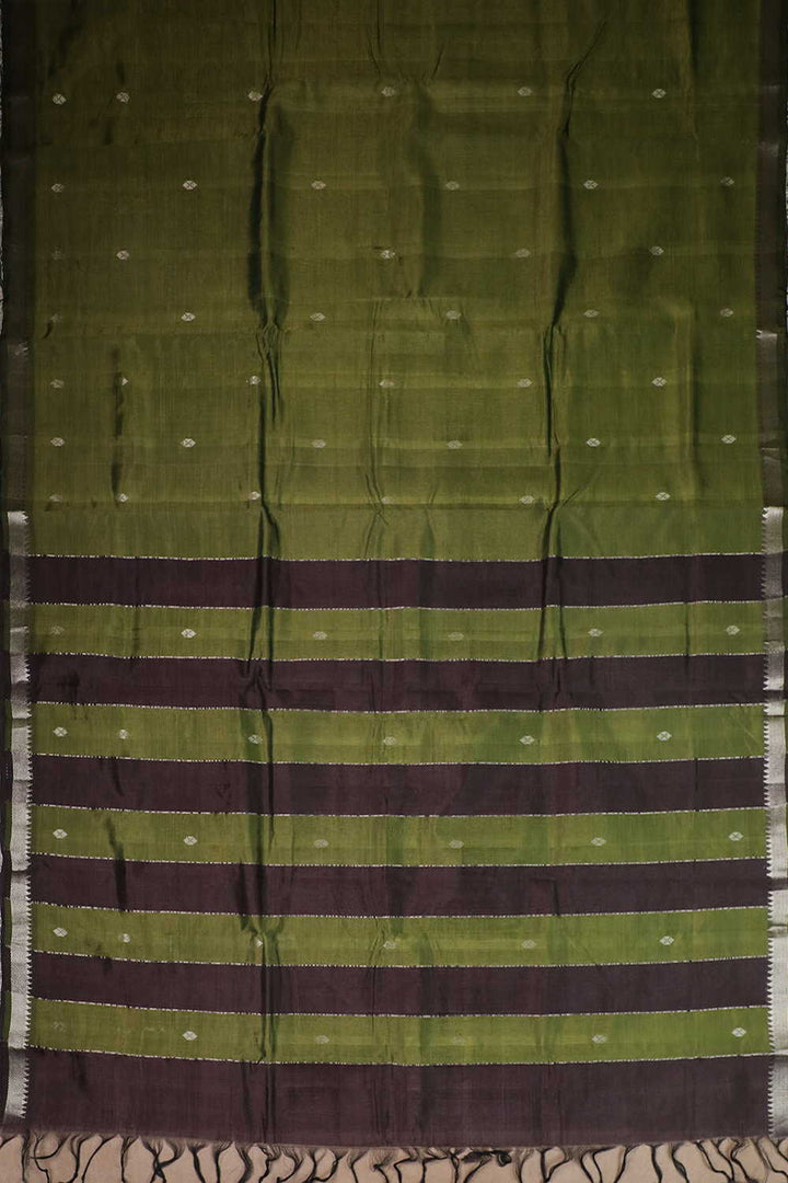 Green with Silver Butti Mangalagiri Silk Cotton saree