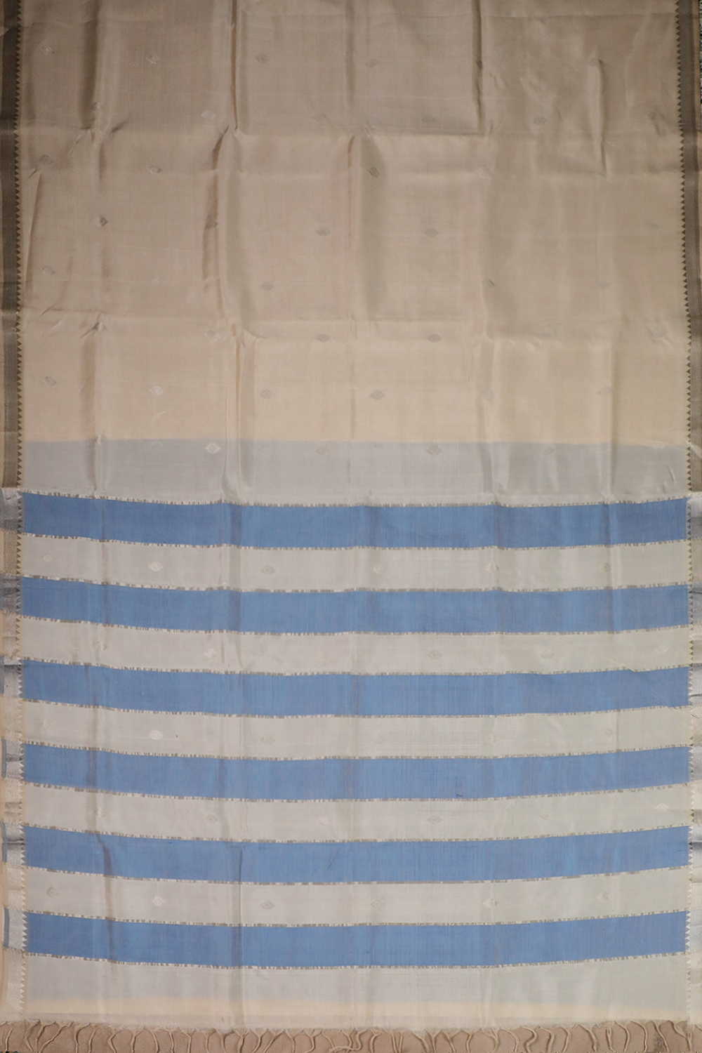 Silver Zari Butti on Cream Mangalagiri Silk Cotton saree