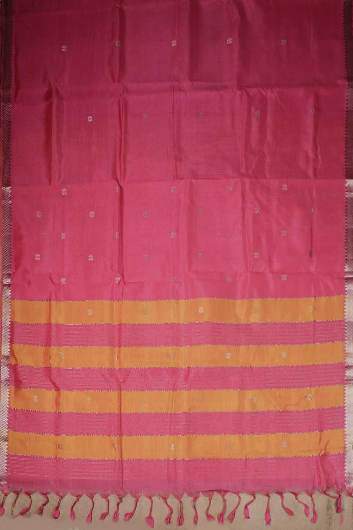 Silver Zari Butti & Border Mangalagiri Silk Cotton saree