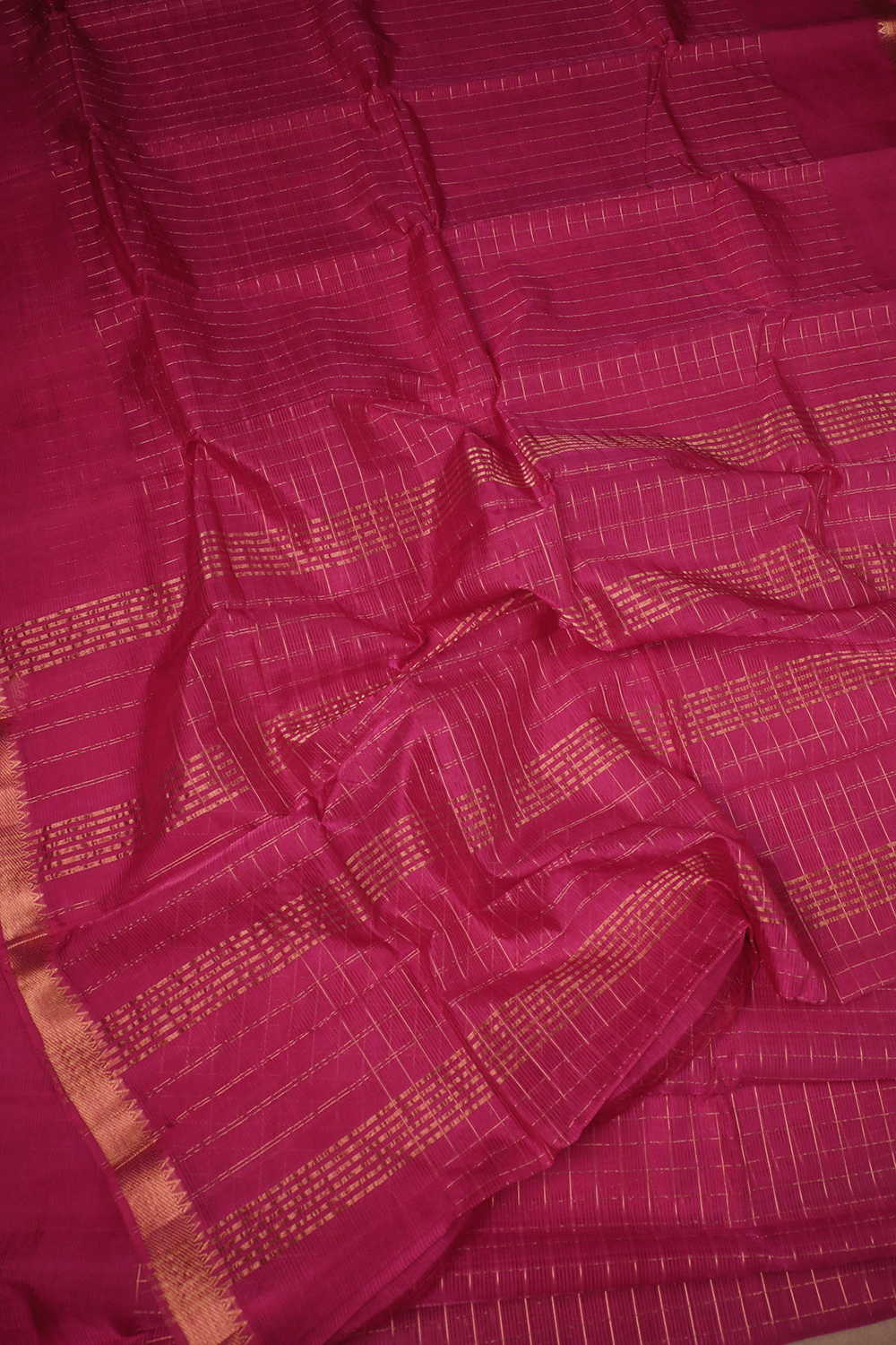 Pink with Zari Checkered Mangalagiri Silk Cotton saree