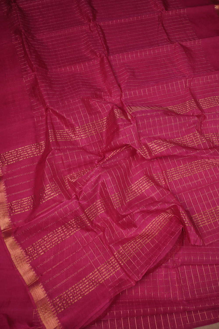 Pink with Zari Checkered Mangalagiri Silk Cotton saree