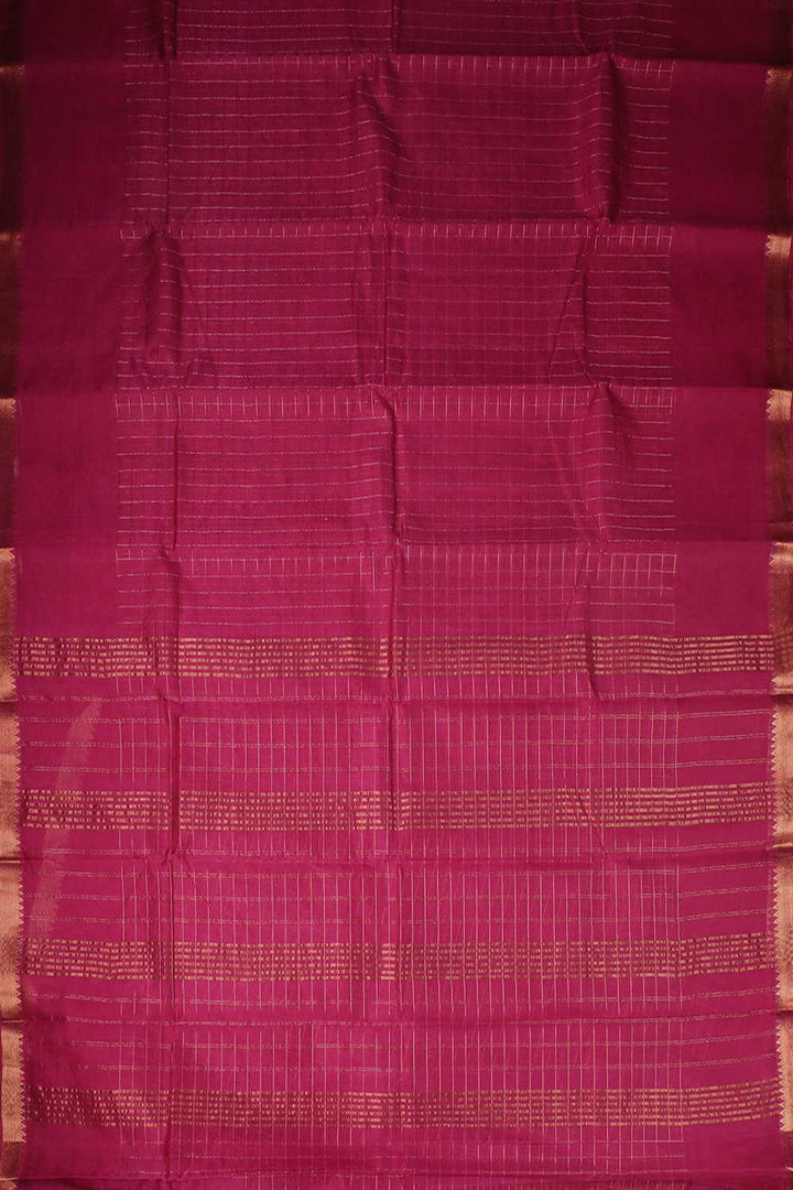 Pink with Zari Checkered Mangalagiri Silk Cotton saree