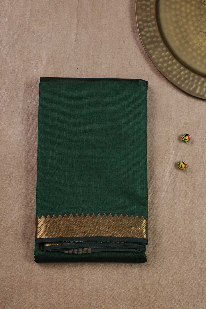 Gold Border - Green Mangalagiri Silk Cotton saree